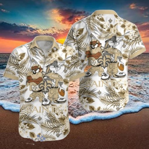 New Orleans Saints Hawaiian Shirt Taz and Bugs For NFL Team
