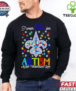 New Orleans Saints I wear blue for Autism accept understand love shirt