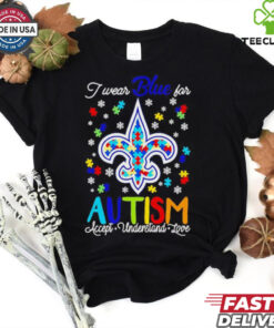 New Orleans Saints I wear blue for Autism accept understand love shirt