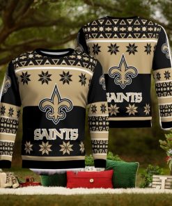 New Orleans Saints Logo Big Snowflake Pattern Ugly Christmas Sweater
