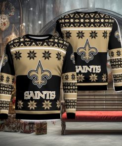 New Orleans Saints Logo Big Snowflake Pattern Ugly Christmas Sweater