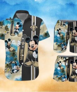 New Orleans Saints Mickey Mouse All Over Print Hawaiian Shirt And Beach Shorts