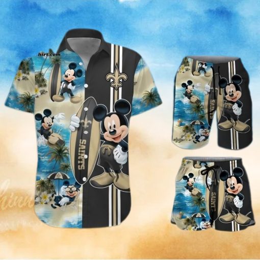 New Orleans Saints Mickey Mouse All Over Print Hawaiian Shirt And Beach Shorts