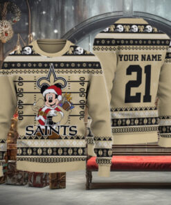 New Orleans Saints Mickey Mouse Santa Ugly Christmas Sweater