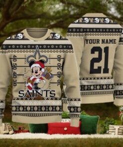New Orleans Saints Mickey Mouse Santa Ugly Christmas Sweater