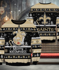 New Orleans Saints NFL 2024 Merrykissmyass Funny Santa Claus Christmas Ugly Sweater