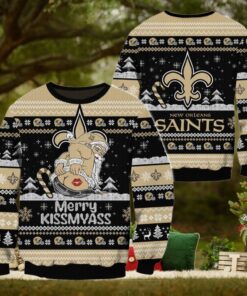 New Orleans Saints NFL 2024 Merrykissmyass Funny Santa Claus Christmas Ugly Sweater
