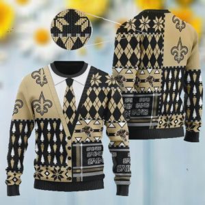 New Orleans Saints NFL American Football Team Cardigan Style 3D Men And Women Ugly Sweater Shirt For Sport Lovers On Christmas Days