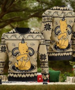 New Orleans Saints NFL American Football Team Logo Cute Winnie The Pooh Bear 3D Ugly Christmas Sweater Shirt For Men And Women On Xmas Days2