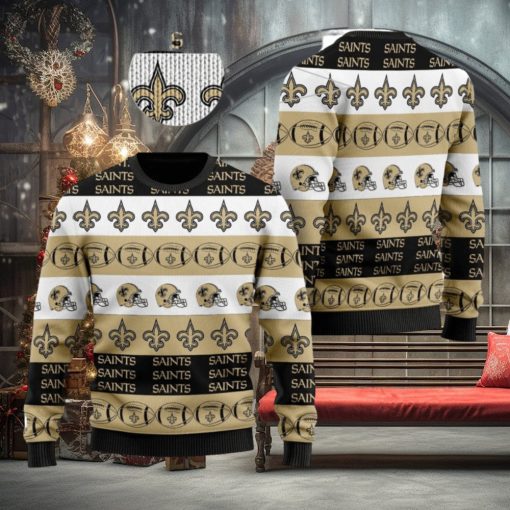 New Orleans Saints NFL American Football Team Logo Helmet Symbols Ugly Christmas Sweater