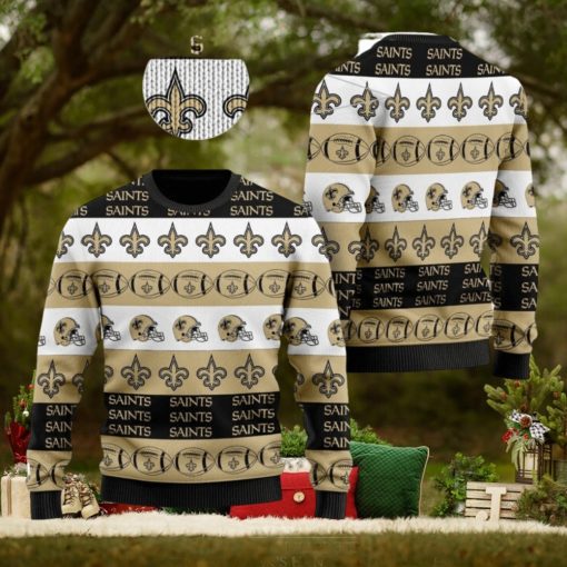 New Orleans Saints NFL American Football Team Logo Helmet Symbols Ugly Christmas Sweater