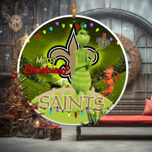 New Orleans Saints NFL Funny Grinch Christmas Ornaments