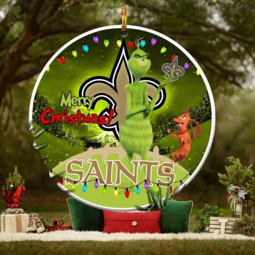 New Orleans Saints NFL Funny Grinch Christmas Ornaments