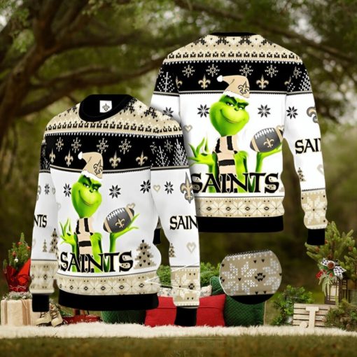 New Orleans Saints NFL Grinch Ugly Christmas Sweater Xmas 3D Printed Christmas Sweater Gift