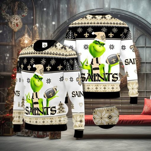 New Orleans Saints NFL Grinch Ugly Christmas Sweater Xmas 3D Printed Christmas Sweater Gift