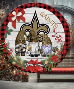 New Orleans Saints Nfl Cute Gnome Christmas Ornament Custom Name Football Team Christmas