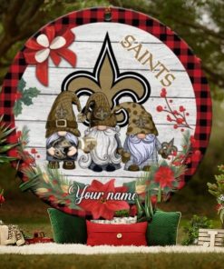 New Orleans Saints Nfl Cute Gnome Christmas Ornament Custom Name Football Team Christmas