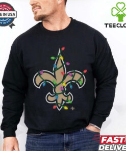 New Orleans Saints Primary Logo Holiday Lights T Shirt