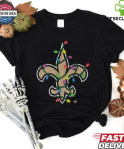 New Orleans Saints Primary Logo Holiday Lights T Shirt