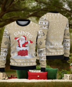 New Orleans Saints Printed Funny Santa Claus Show Team Spirit NFL Ugly Christmas Sweater