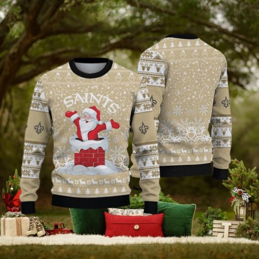 New Orleans Saints Printed Funny Santa Claus Show Team Spirit NFL Ugly Christmas Sweater