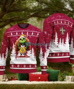 New Orleans Saints Red Grinch Turkey Disguise Thankgiving Ugly Christmas Sweater Gift For Fans