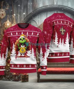 New Orleans Saints Red Grinch Turkey Disguise Thankgiving Ugly Christmas Sweater Gift For Fans