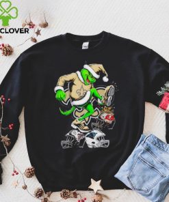 New Orleans Saints Santa Grinch stomp NFL helmets funny Christmas shirt