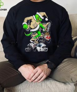 New Orleans Saints Santa Grinch stomp NFL helmets funny Christmas shirt