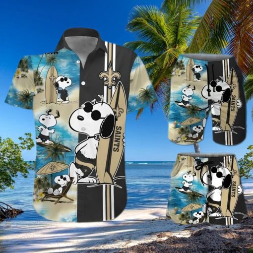 New Orleans Saints Snoopy All Over Print Hawaiian Shirt And Beach Shorts