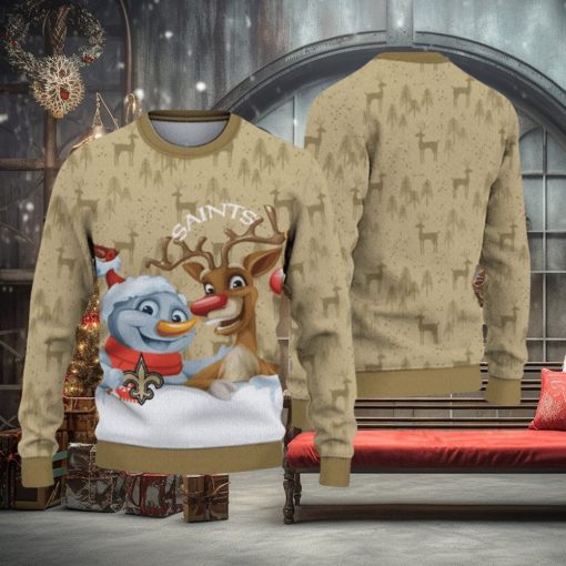 New Orleans Saints Snowman Reindeer Christmas Sweater