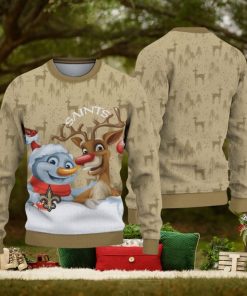 New Orleans Saints Snowman Reindeer Christmas Sweater