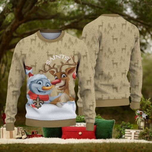New Orleans Saints Snowman Reindeer Christmas Sweater
