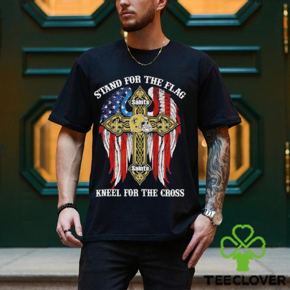 New Orleans Saints Stand For The Flag Kneel For The Cross 2024 T shirt New Orleans Saints Stand For The Flag Kneel For The Cross 2024 T shirt