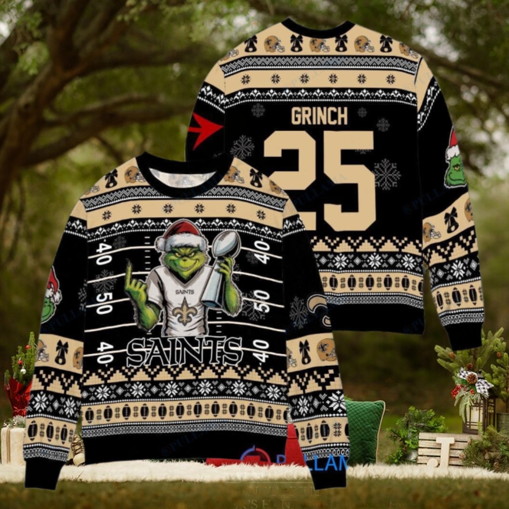 New Orleans Saints x Grinch Christmas Dr. Seuss How the Grinch Stole Christmas with Super Bowl Trophy Custom Ugly Christmas Sweater New Orleans Saints x Grinch Christmas Dr. Seuss How the Grinch Stole Christmas with Super Bowl Trophy Custom Ugly Christmas Sweater