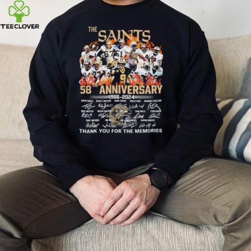 New Orleans Team Sport Football 58th Anniversary 1966 2024 Thank You For The Memories Signatures Shirt