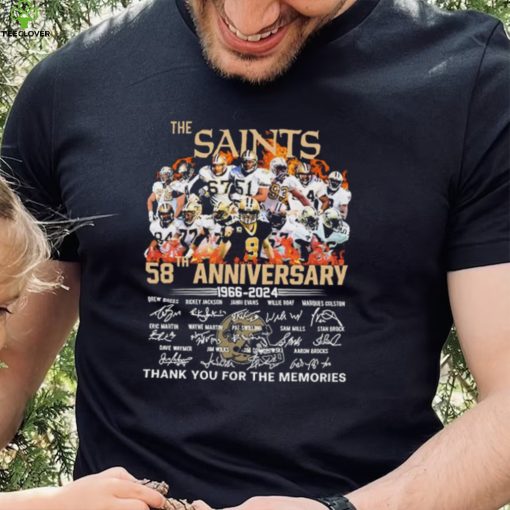 New Orleans Team Sport Football 58th Anniversary 1966 2024 Thank You For The Memories Signatures Shirt