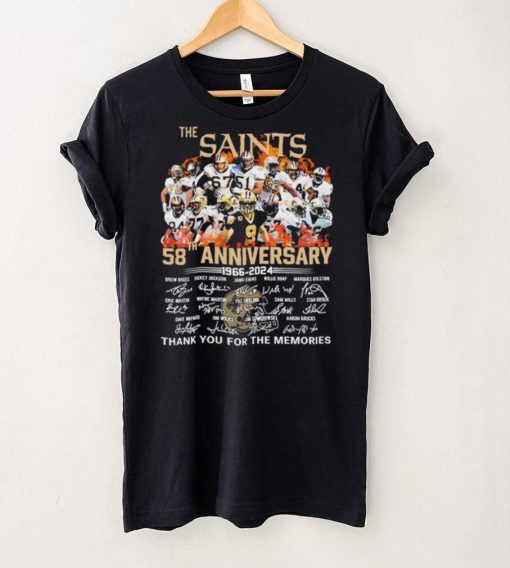 New Orleans Team Sport Football 58th Anniversary 1966 2024 Thank You For The Memories Signatures Shirt