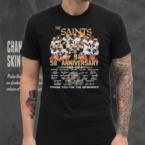 New Orleans Team Sport Football 58th Anniversary 1966 2024 Thank You For The Memories Signatures Shirt