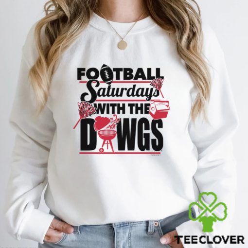 New World Graphics Men's Georgia Bulldogs White Football Saturdays with the Dawgs T Shirt