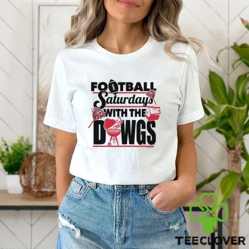 New World Graphics Men's Georgia Bulldogs White Football Saturdays with the Dawgs T Shirt