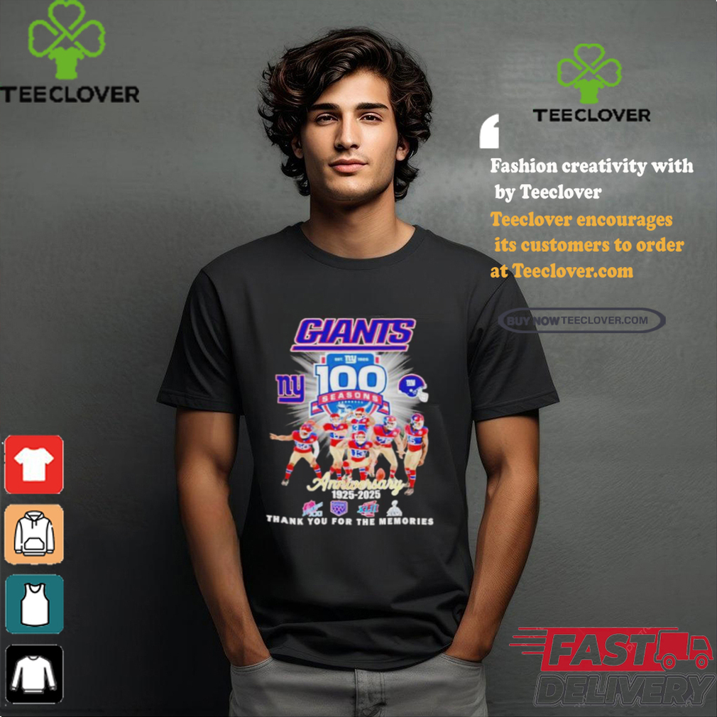 New York Giants 100 season anniversary 1925 2025 thank you for the memories shirt New York Giants 100 season anniversary 1925 2025 thank you for the memories shirt