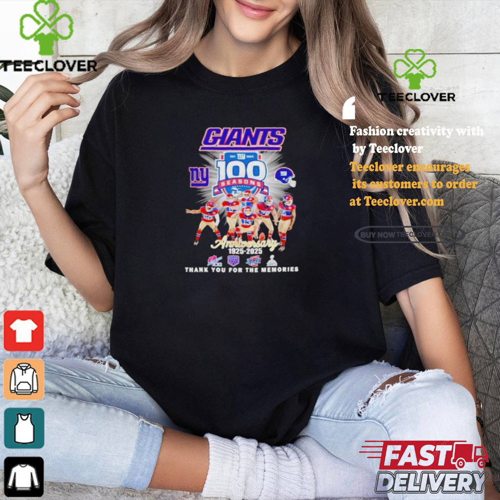 New York Giants 100 season anniversary 1925 2025 thank you for the memories shirt New York Giants 100 season anniversary 1925 2025 thank you for the memories shirt