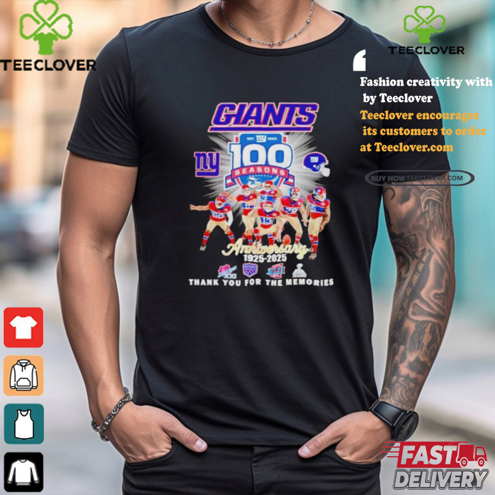 New York Giants 100 season anniversary 1925 2025 thank you for the memories shirt New York Giants 100 season anniversary 1925 2025 thank you for the memories shirt