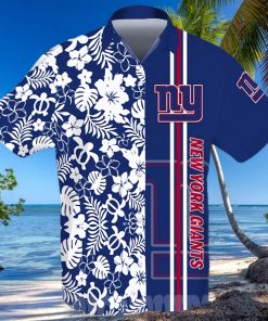 New York Giants All Over Print Flowery Short Sleeve Dress Shirt Hawaiian Summer Aloha Beach Shirt