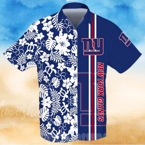 New York Giants All Over Print Flowery Short Sleeve Dress Shirt Hawaiian Summer Aloha Beach Shirt