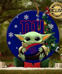 New York Giants Baby Yoda NFL Custom Name 2023 Holiday Gifts Christmas Decorations Ornament