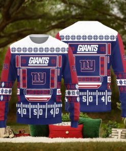 New York Giants Christmas Ball Snowfalke Pattern Knitted Sweater