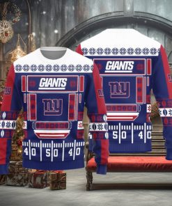 New York Giants Christmas Ball Snowfalke Pattern Knitted Sweater