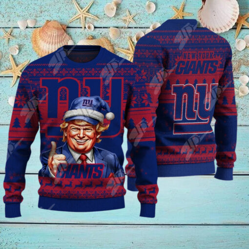 New York Giants Christmas Donald Trump Knitted Sweater